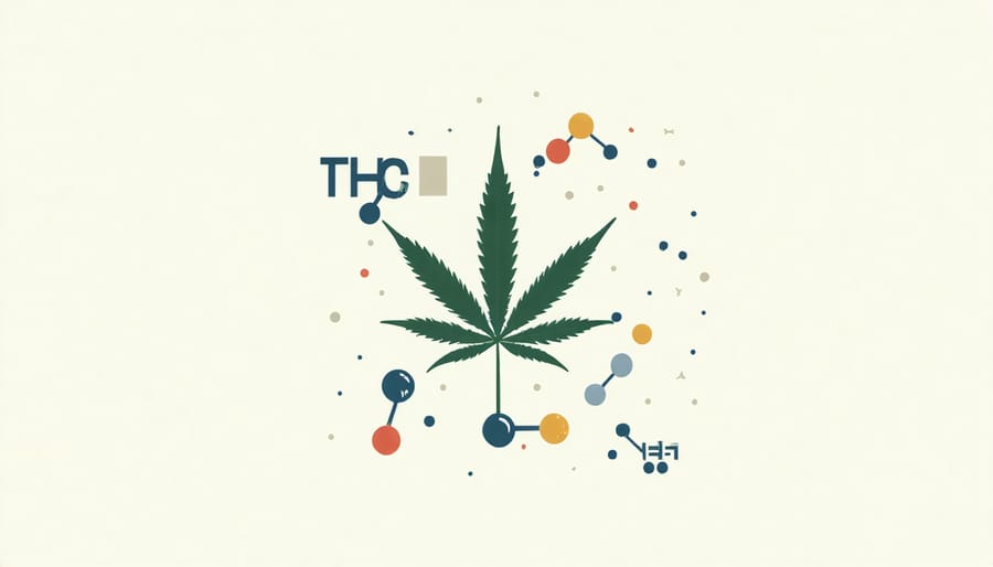 Illustration showing the chemical structure of THC molecule